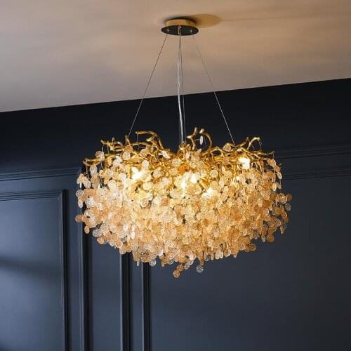 Living room chandeliers 2021 modern gold round bedroom hanging lamp tree branch chandelier rectangle kitchen island light