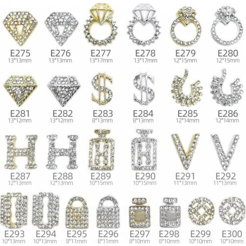 2Pc Nail Charms Luxury Gold Silver Crystal Diamond Jewelry 3D Alloy Gem Stones Elegant Statement Charms For UV Gel Polish Decor