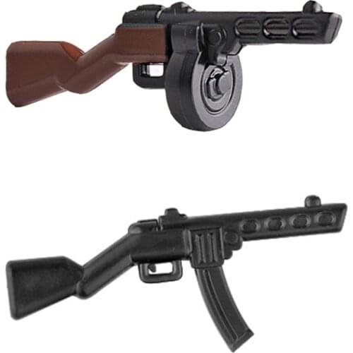 New 10 Pcs MOC Military Russian Soldier Weapon Building Blocks WW2 PPSh Submachine Guns Accessory Model Diy Brick Toy B192