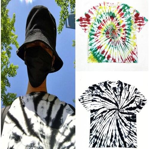 KPOP T-shirt GD G-Dragon Clothes Casual Round Neck Tie-dye Couples Student Loose Short-sleeved Fans Collection Gifts Y6