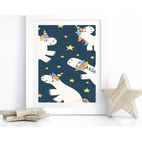 Colorful unicorn Nordic Decoration Home Canvas Art For Kitchen Poster Lienzos Cuadros Decorativos