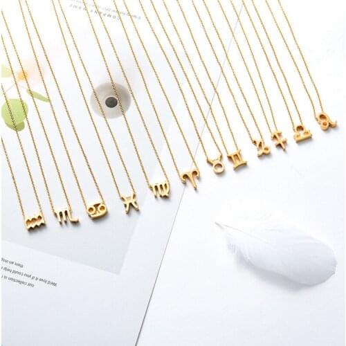 Cuteeco Hot Sale With Card Fashion Jewelry 12 Constellation Zodiac Pendant Necklace For Women Summer Beach collares de moda 2019
