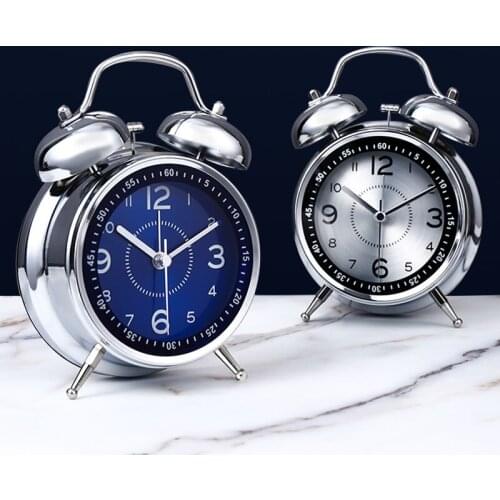 Nordic Metal Alarm Clock Living Room Bedroom Bedside Desktop Table Alarm Clock With Nightlight Kids Student Clock Alarm Gift