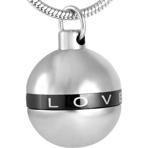 MJD8722 Men Women Forever Love American Round Ball Perfume Bottle Charm Memorial Cremation Jewelry Pendant Couple Necklace