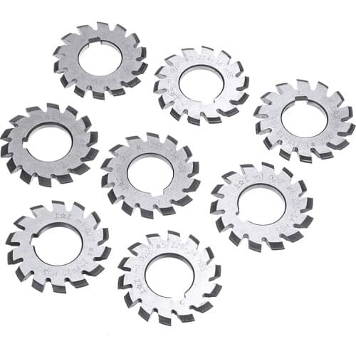 8pcs M1HSS Involute Gear Cutters Set with 22mm Bore 20 Degree #1-8 Assortment Kit Set For Milling Cutter Gear Cutting Tools