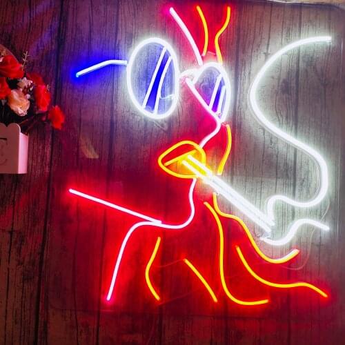 Custom Neon Lights Girl Smoking Hanging Type Waterproof Decoration Room Living Room Bar Restaurant Storefront Party Decoration
