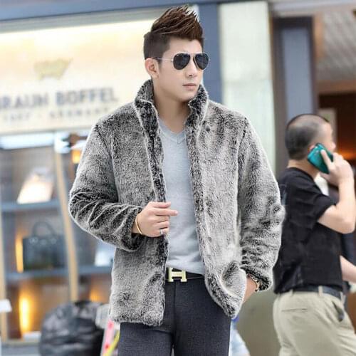 2018 new men faux mink coat, High-grade mens warm overcoats,Casual and comfortable thickening Multi-size mens jackets