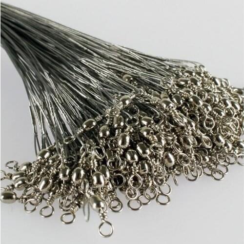 20Pcs/lot Leurre Souple Stainless Steel Coated Fishing Tackle Trace Lure Wire Spinner Leader Hooks Swivel Interlock Snaps L60