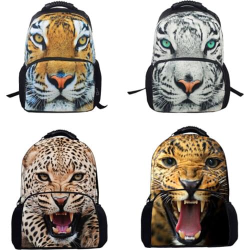 Animal backpack for children boys leopard tiger dinosaur printing mens travel laptop bags quality canvas rucksack bookbag