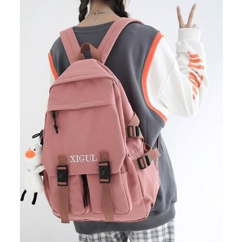 College Wind Stitching Waterproof Nylon Women Backpack School Bag Girl Travel Backpack Female Cute School Bag Simple Backpack