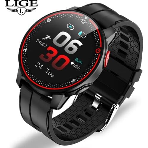 LIGE IP68 Waterproof Smart Watch Men Bluetooth Connection for Android iOS Full Touch Screen Sports Fitness Tracker smartwatch