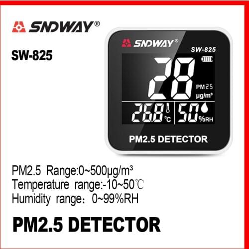 SNDWAY Gas Analyzer Gas Detector PM 2.5 Air Quality Monitor Detector Temperature Humidity Meter Combustible SW-825 Gas Detector