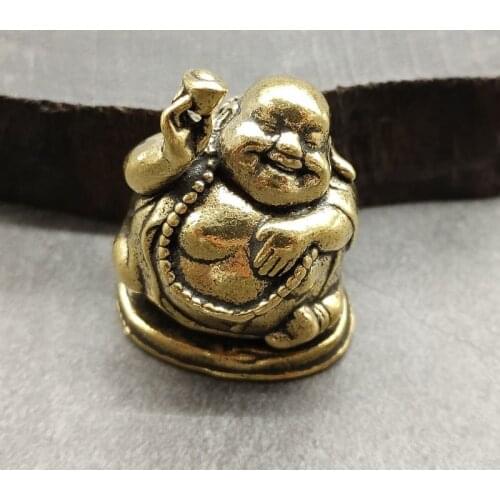 Pure Copper Smiling Face Maitreya Buddha Statue Desktop Ornament Accessories Home Decoration Crafts Antique Brass Figurines Gift