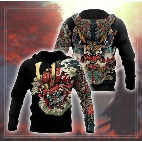 Japanese Samurai Tattoo 3D Printed Hoodie For Man and Women Sweatshirt Zip Pullover Casual Jacket Tracksuit-1505