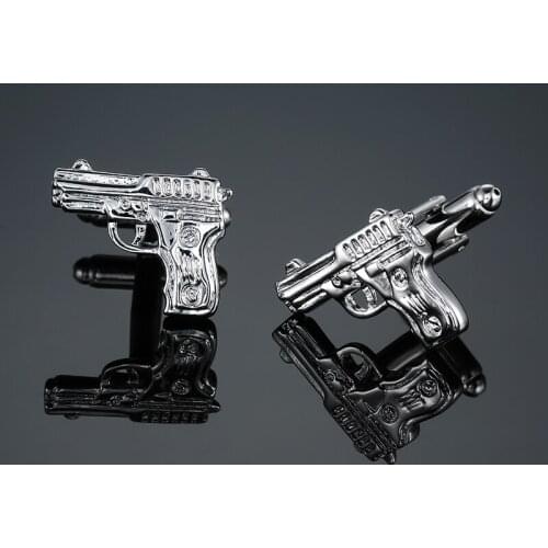 DY The new high quality brass materials are Silvery pistol Cufflinks Mens French shirt Cufflinks