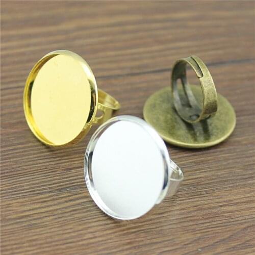 5pcs 3 Colors Fit 25mm Round Cabochon Copper Material Adjustable Ring Settings Base/Blank Bezels