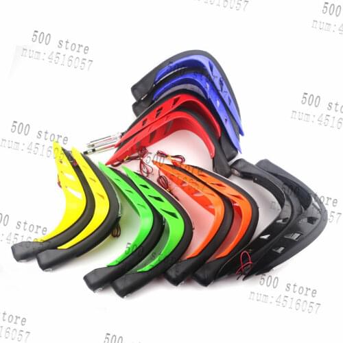 Universal Handlebar Hand Protector With LED Daytime Running Light High Impact Plastic Motorcycle Hand Guards blue