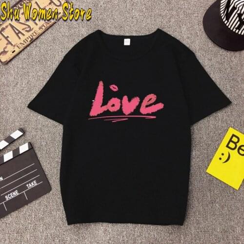Red Big Heart Women T-shirt 2021 Valentines Shirt Harajuku Love Printed Summer Short Sleeve Cute Tops Tee For Women Clothing