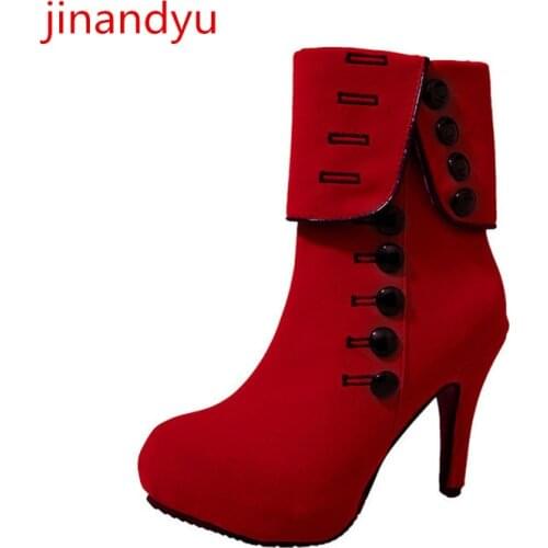 Women Shoes High Heels Ankle for Women Fashion Autumn Winter Red Black Heels Woman Ankl Boot High Heels Dance Shoes Plattforms