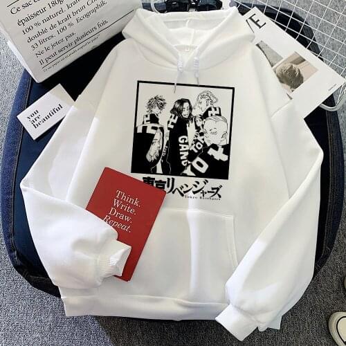 2021 Tokyo Avengers Sweatshirt Korea Goth Punk Black 90s Vintage Women Hoodie Y2K Harajuku Fashion Casual Hip Hop Streetwear