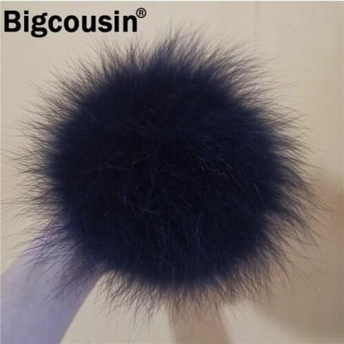 1PC Fluffy Natural Fur Pompoms Navy Blue 13cm Real Fox Fur Pom Pom Fur Balls For Women Children Beanies Knitted Hat Wholesale