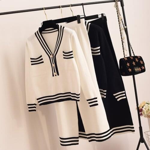 2021 Spring Tracksuits Sweat Suits Casual 2 Piece Set Women Pullover Sweater + Wide-Leg Pants Sets Trousers Two Piece Outfits