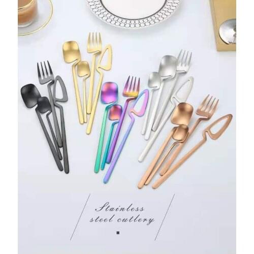 Creativity 4pcs Western Dinnerware Set Stainless Steel Cutlery Set Fork Knife Spoon Tableware Set Flatware Set Silverware Set