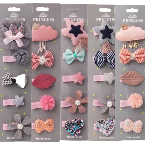 5pcs Baby girls Cute hair clips Hairpins Headband with clips kids hair accessories Hairgrip Barrette accesorios para el cabello
