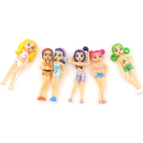 6pcs Lovely Beach Girl Fairy Miniature Figurine Dollhouse Garden DIY Ornament Decoration Figurines Micro Landscape Ornament