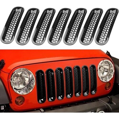 For 2007-2016 7PCS Circle Black Front Grille Insert Mesh Light Circle Grille for Jeep Wrangler Jk