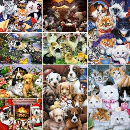 40x50x60x70 diamond painting 5D Full Square embroidery mosaic Cross Stitch Cute animals cats DIY Christmas home Decoration gift