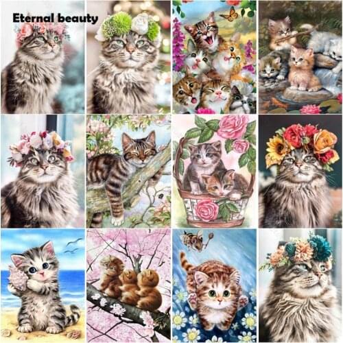 Diamond Painting Cats and Kittens Pictures Cross Stitch Kits Diamond Rhinestone Embroidery 5D Diy Mosaic Art Painting Cute Pets