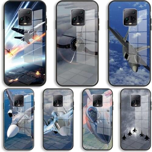 Fighter aircraft Silicone Glass Phone Case For Xiaomi Redmi 9A 8A 7A Note 9 8 7 Pro Y3 9S 8T Balck Cover