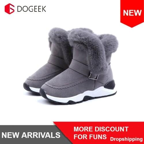 DOGEEK Hot Sale Childrens Snow Boots For Girls Warm Martin Boots Kids Winter Fashion Casual Plush Child Thick Bottom Boots