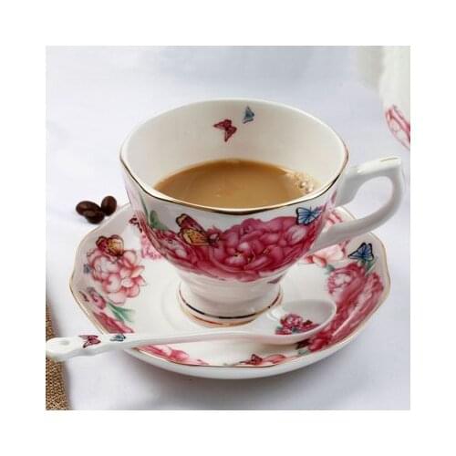 European bone China coffee cup set English afternoon tea tea set family family couple to cup and saucer wedding hand gift handy