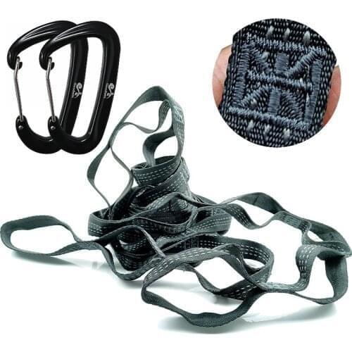 Hammock Tree Straps with Carabiner Outdoor Camping Hanging Straps Swing Rope Backyard Garden Hammock Accessory