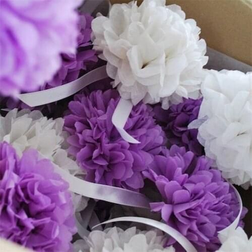 Hot sale 25cm 10PC Pompon Tissue Paper Pom Poms Flower Kissing Balls Home Decoration Festive Party Supplies Wedding Favors balls