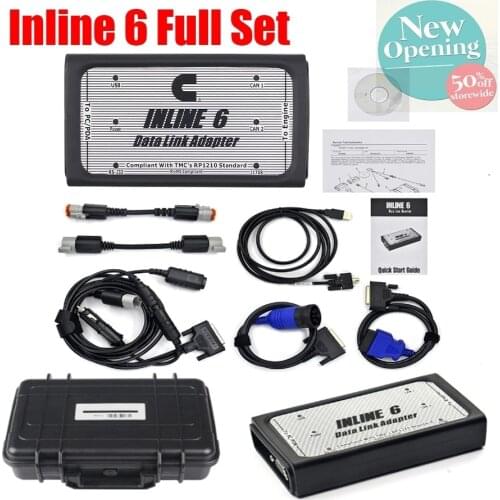 A++Quality INLINE 6 Data Link Adapter Heavy Duty Scanners Full 8 Cable Truck Profession Diagnostic Tools in CAN Flasher Remapper