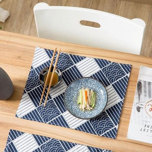40*30CM Japan Double Layer Placemat Household Cotton Linen Insulation Mat Fabric Rectangular Anti-hot Pad Western Food Table Mat