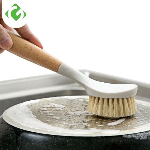 Kitchen Wooden Long Handle Cleaning Brush Pan Pot Bowl Tableware Brush Dish Washing Brush Home Kitchen Cleaning Tool GUANYAO