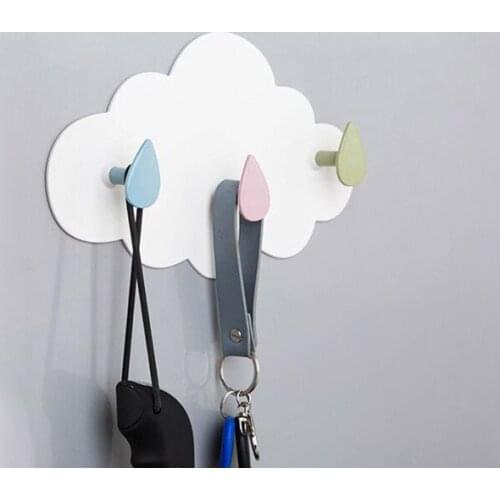 Cute Clouds Decorative Hooks Wall Coat Rack Door Adhesive Hook Key Wall Holder Bathroom Towel Hanger Kitchen Organizer