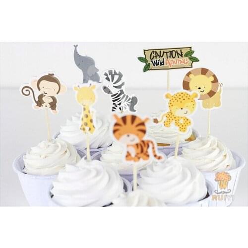 Cute forest animals cupcake toppers party boy baby bridal shower birthday rustic wedding cake topper decor