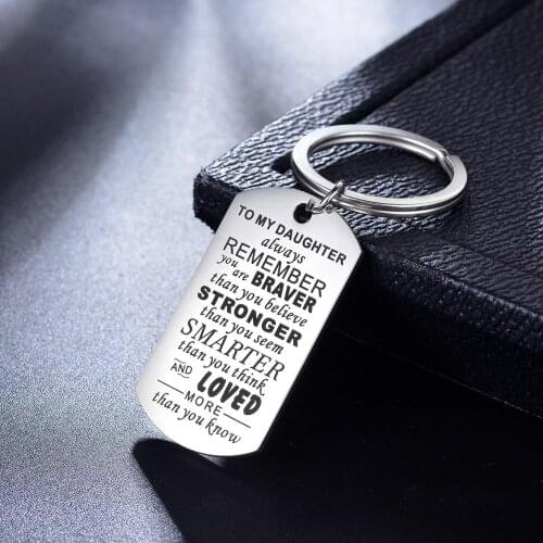 Fashion keychain Engraved To MY Daughter Stainless Steel key Holder Gifts For Daughter Keyring Jewelry