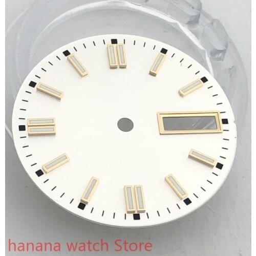 NO BLIGER LOGO Sterile 29mm dial date kit is suitable for NH36 night plate parts male watch movement dial white