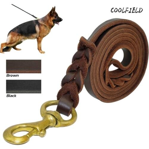 Braided Real Leather Dog Leash Walking Training Leads for German Shepherd 1.2cm width 150cm-300cm