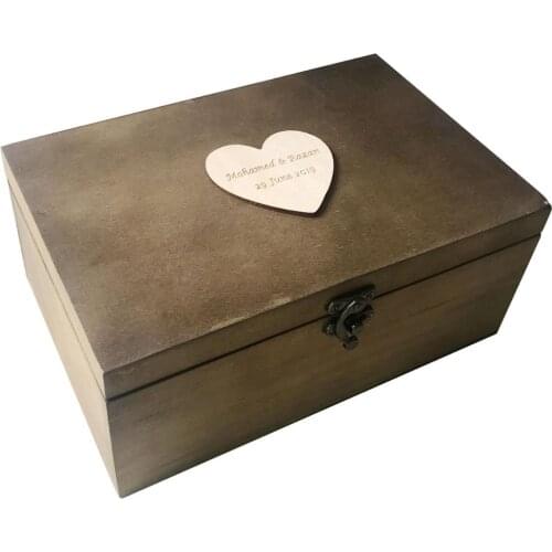 Personalized Rustic Wooden Box Wedding Guest Book Customs Wooden Keepsake Box wedding box with hearts
