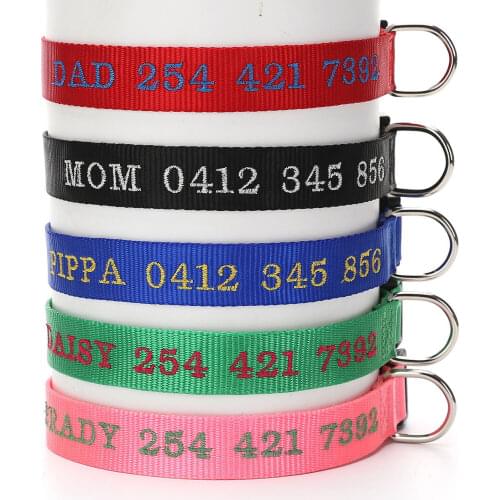 Personalized Nylon Dog Collar Leads Engraved Puppy Pet Dog Name & Phone Number Embroidered ID Strap Collar Tag Dog Accessories