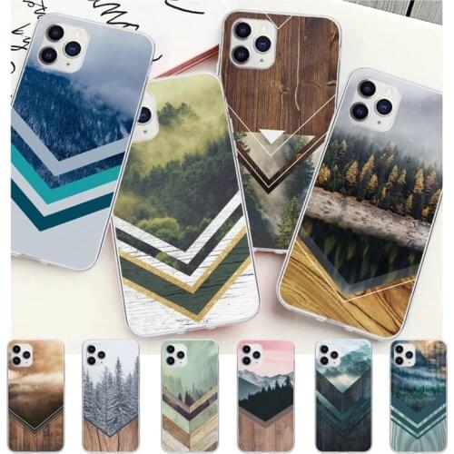 Forest Geometry Wood Nature Transparent Mobile Phone Cover Case For IPhone 12 11 Pro Max Xs X Xr 7 8 6 6s Plus 5 5s Se 2020