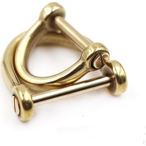 DIY leather craft solid brass material horse shoe shape design car D ring buckle 5pcs/lot