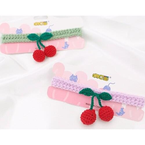 Wool Cherry Knitting Pet Supplies Cute Handmade Dog Cat Knitted Collar Jewelry